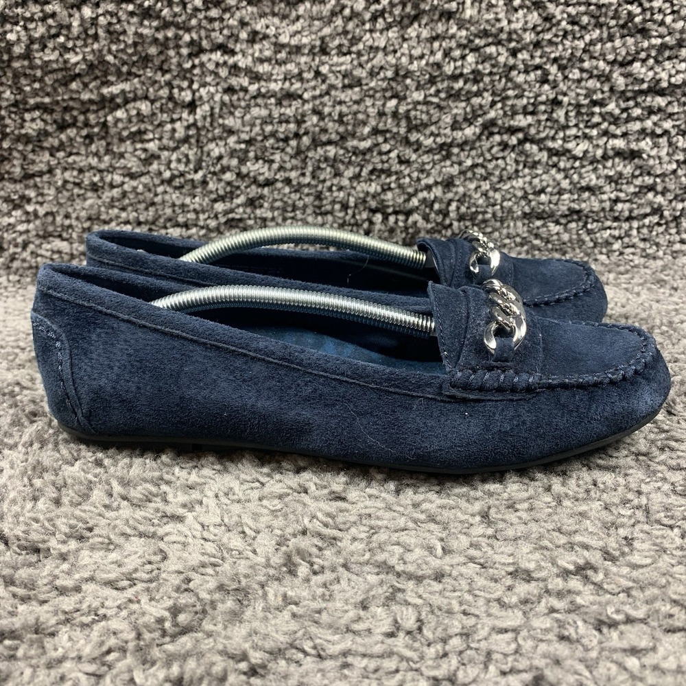 Vionic Mesa Slip On Leather Loafers 9 Womens Dark Navy Blue Orthopedic Suede - Picture 3 of 8